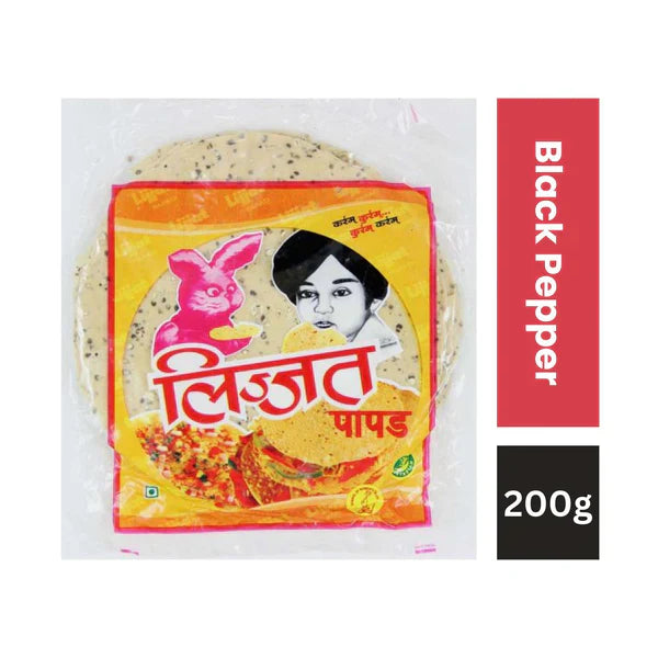 Lijjat Urid Black Pepper Papad 200G