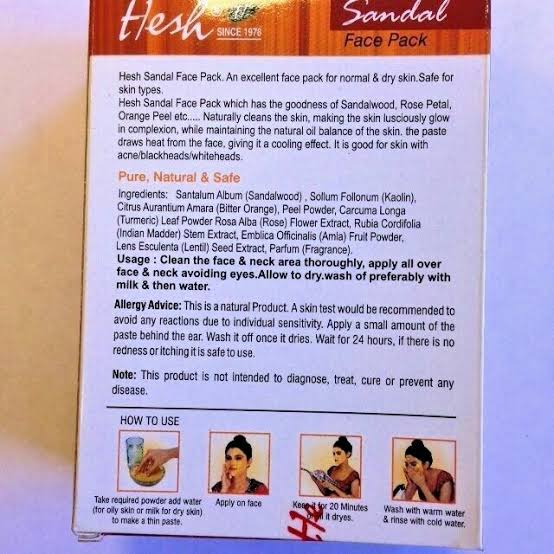 Hesh Sandalwood Face Pack 100g