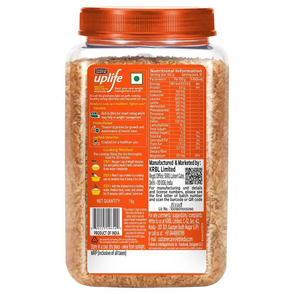 India Gate Uplife Parboiled Brown Rice Jar 1kg