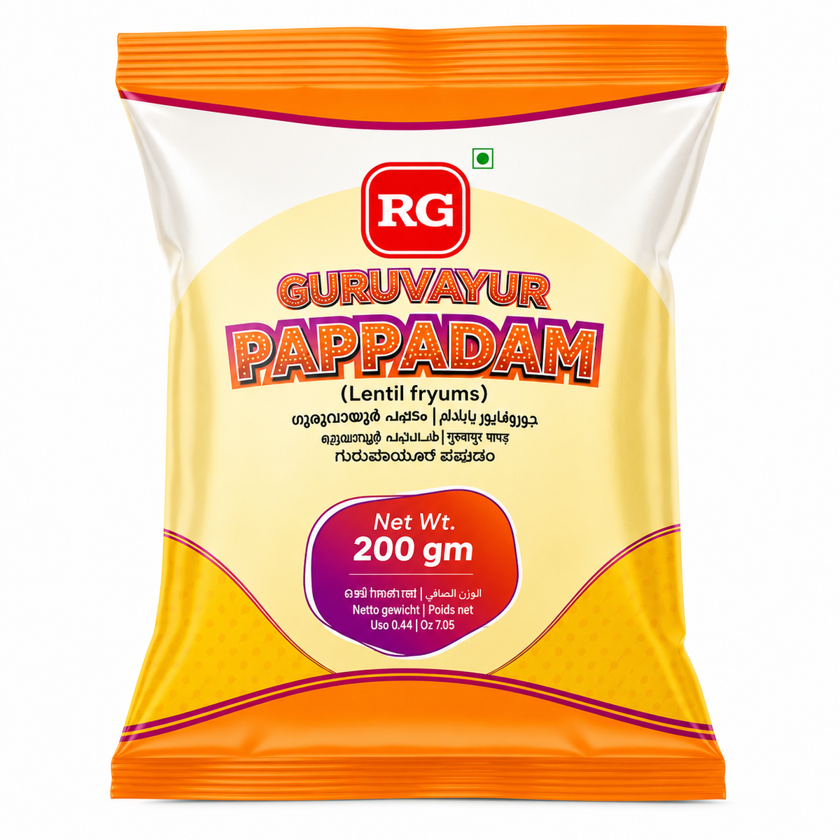RG Guruvaur Pappadam / Papad 200g